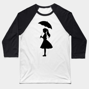 Umbrella silhouette girl Baseball T-Shirt